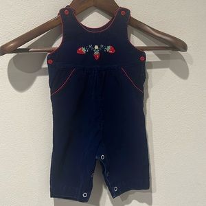 Vintage 3-6 Month Corduroy Overalls Strawberry Embroidery
